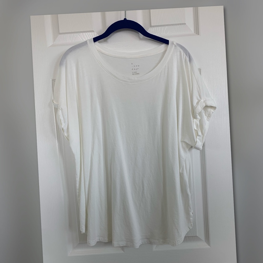 A New Day Casual Tee with Rolled Sleeves White XL